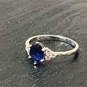 Sterling Silver Blue Sapphire-Style Oval Ring